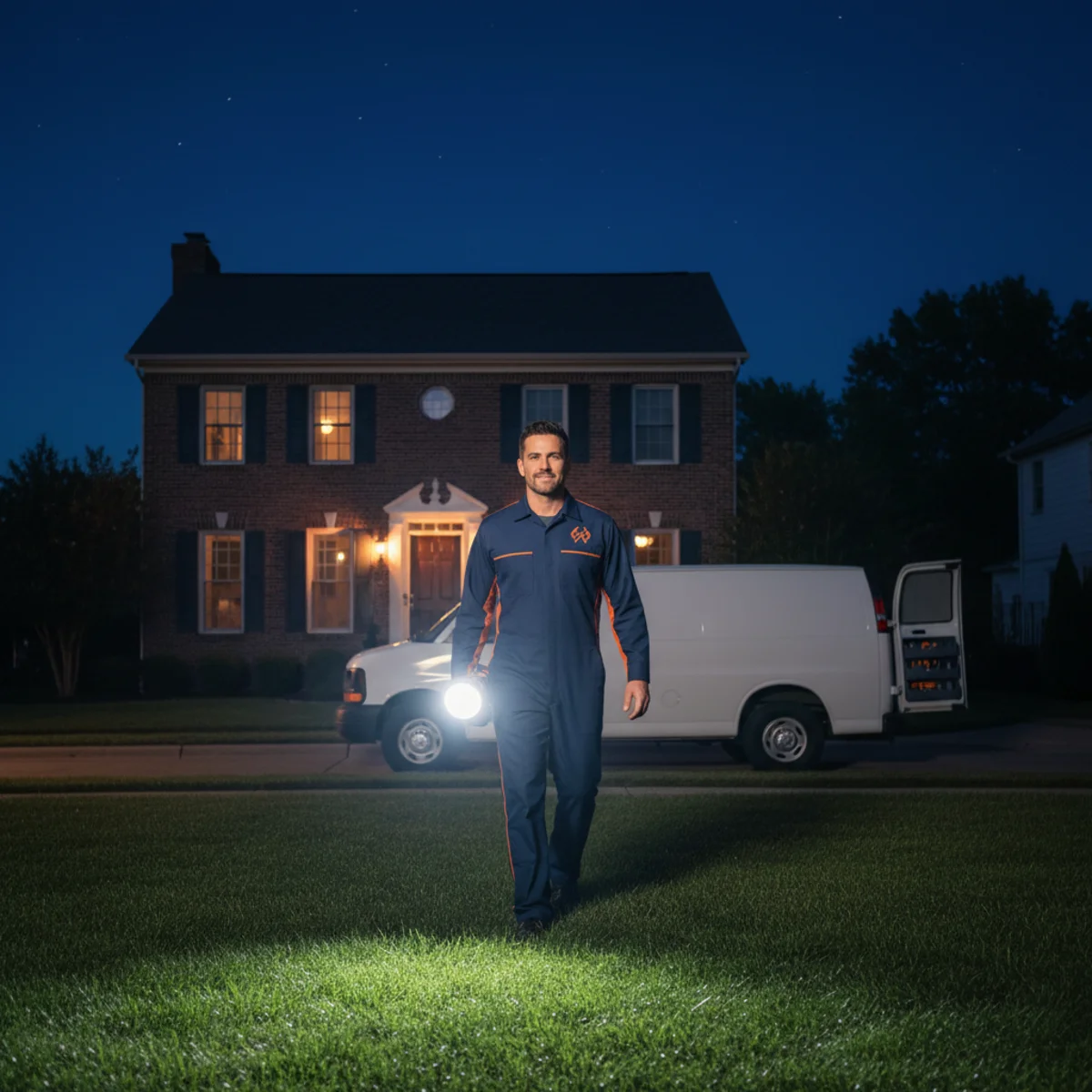 24 hour plumber arriving at a Roselle Park NJ home at night