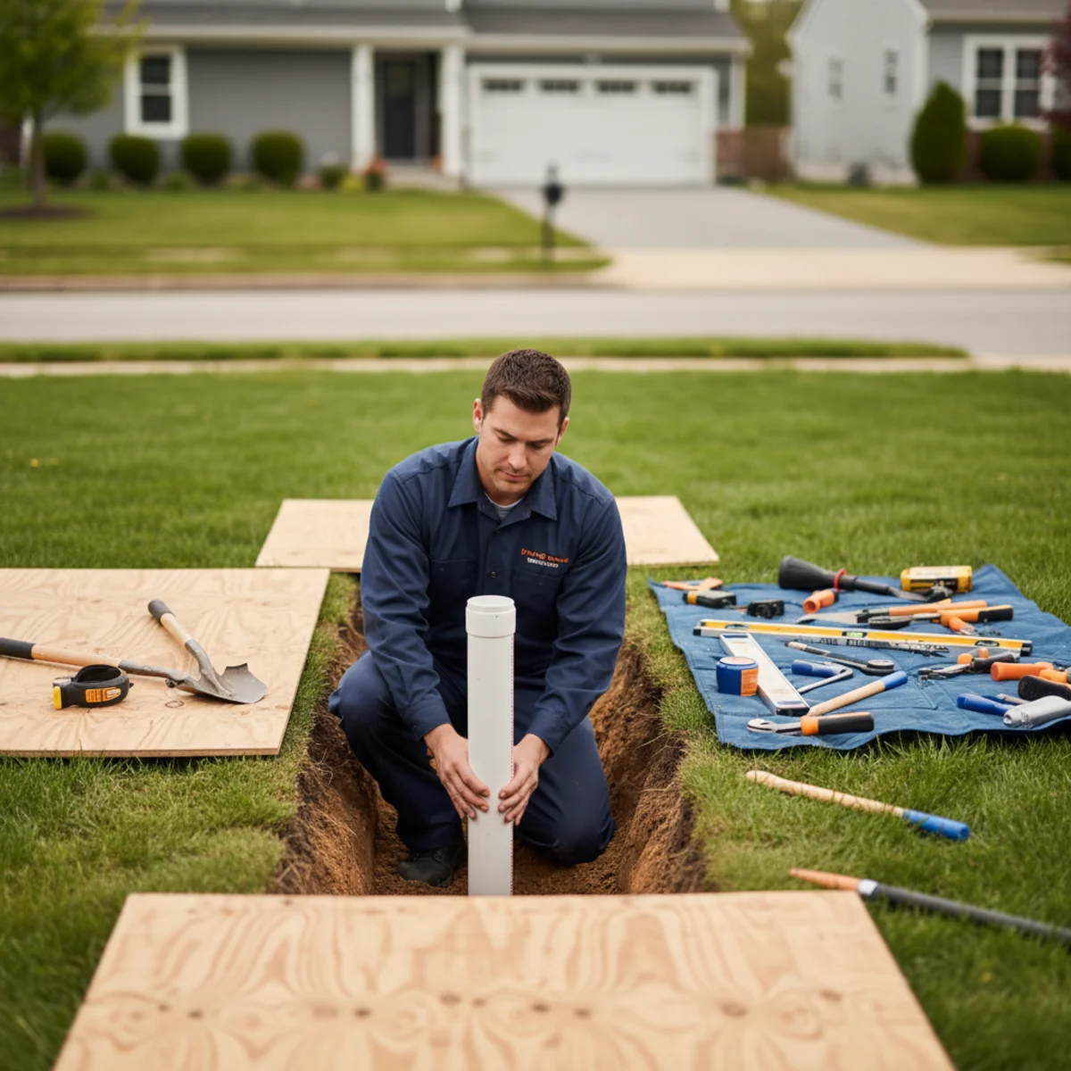 Sewer line replacement project at a Roselle Park NJ property