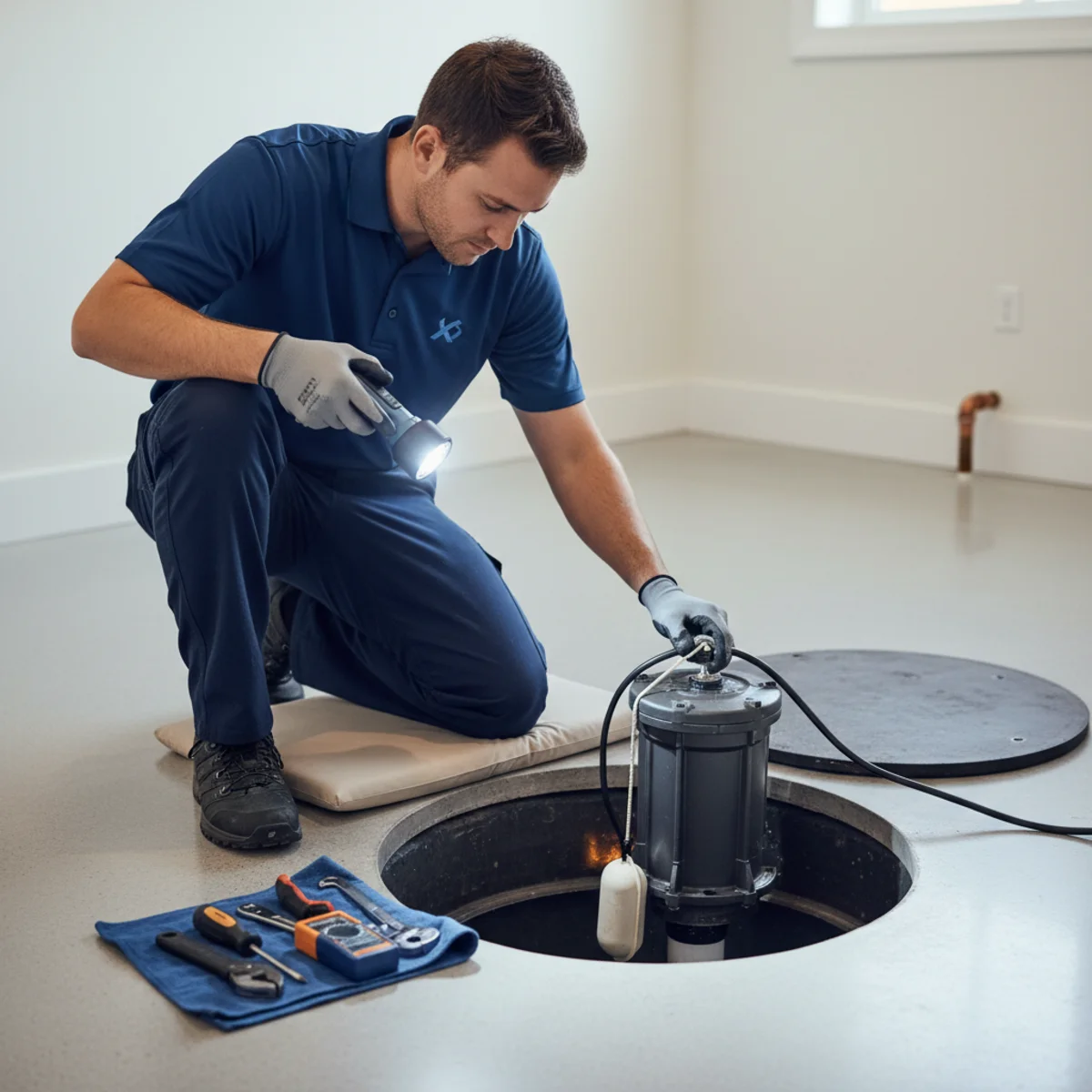 Sump pump repair in a Roselle Park NJ basement